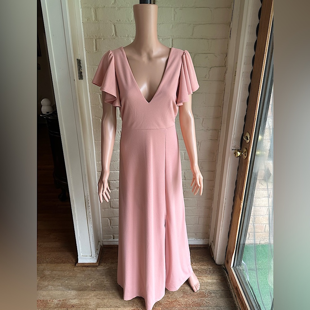 Birdy Grey light pink peachy size medium stretch formal prom bridesmaid